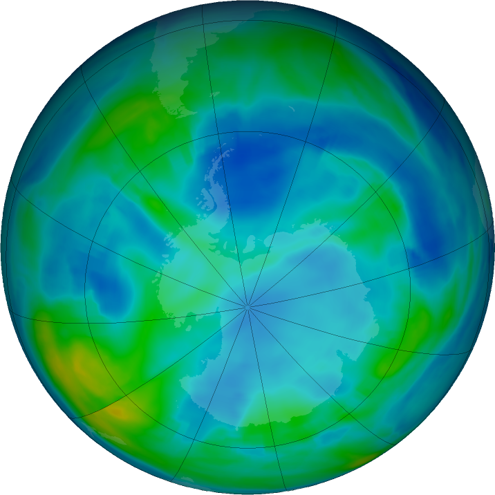Antarctic ozone map for 21 May 2022